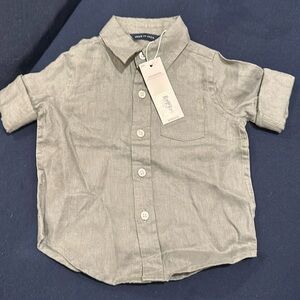 Janie and jack nwt green linen button down shirt